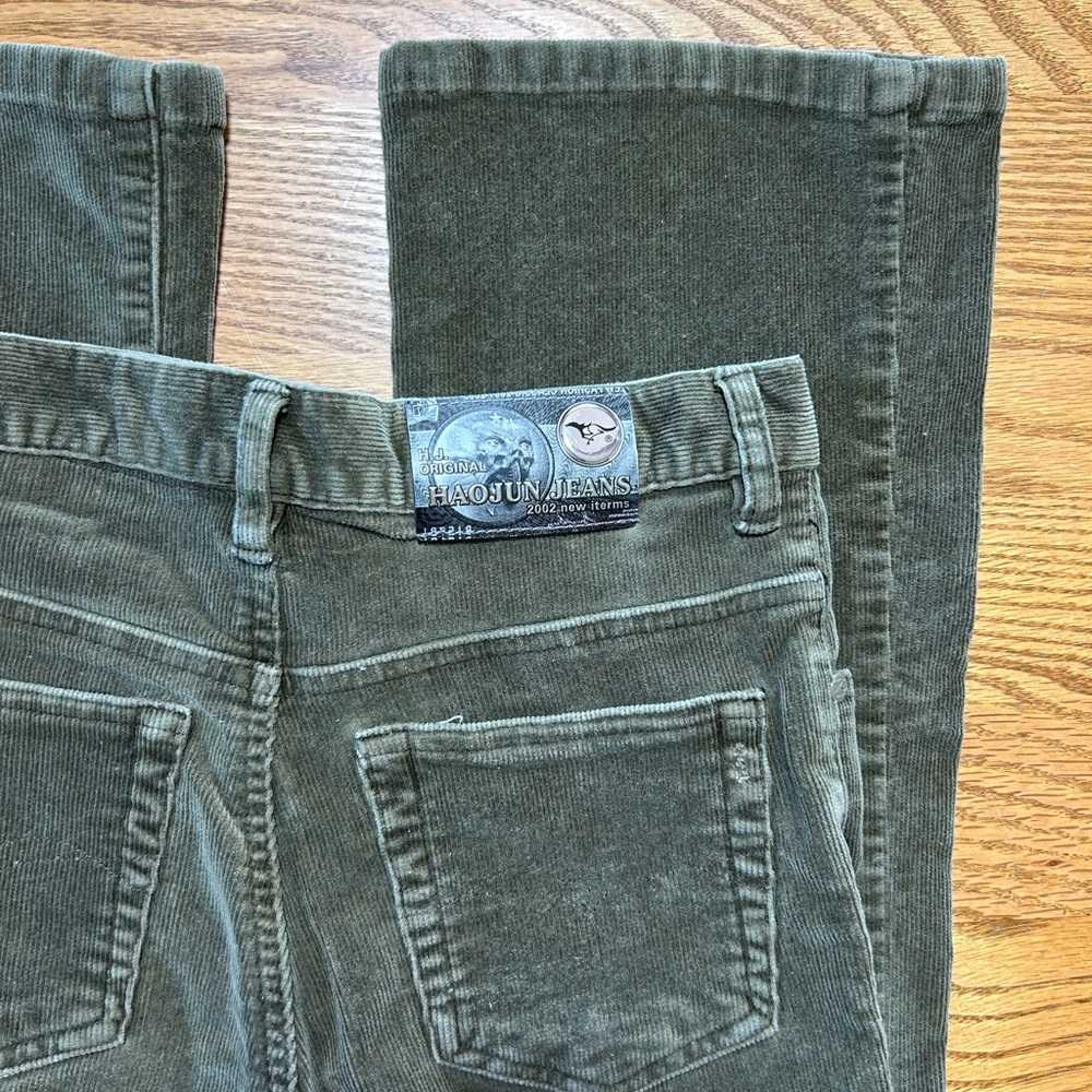 Vintage Women's Hao Jun Olive HR Corduroy Flare Pants Size 26 - Picture 3 of 9